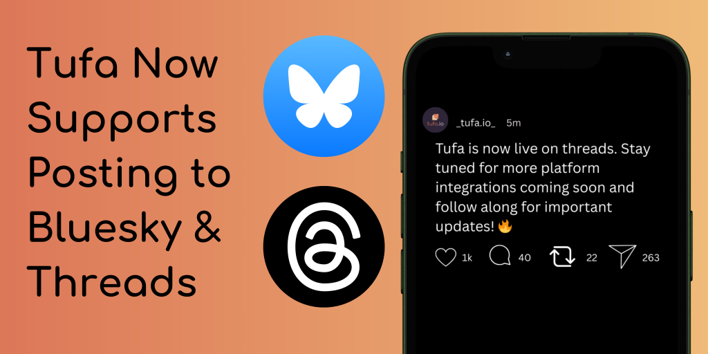 Tufa now supports posting to bluesky and threads