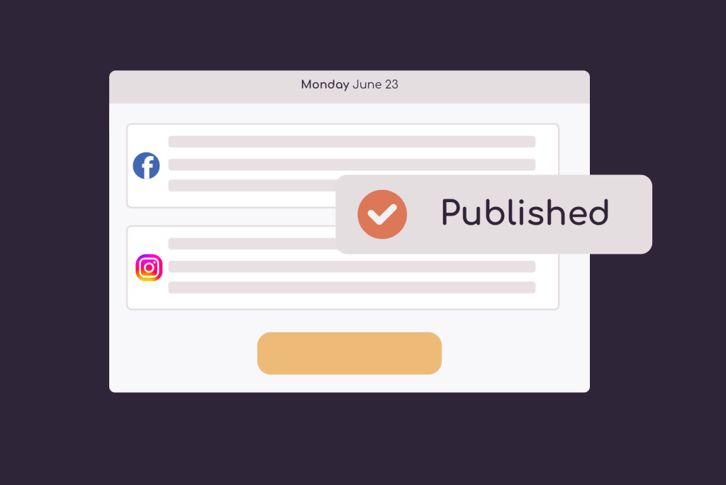 Illustration of posts being published to facebook and instagram