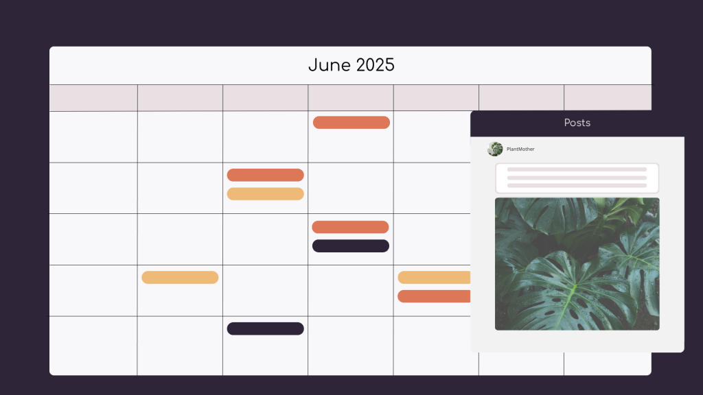 Illustration of a calendar view showing posts being scheduled at multiple times.