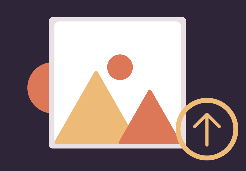 Illustration of an image and upload icon
