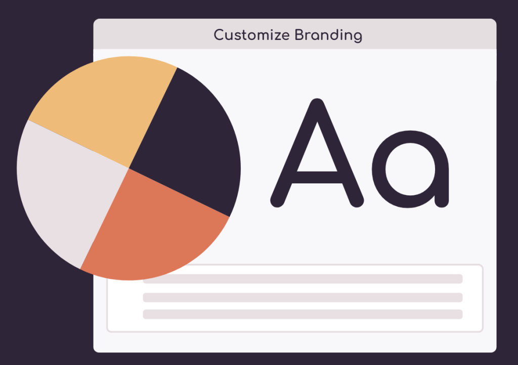 Illustration of branding features including fonts and a color wheel.
