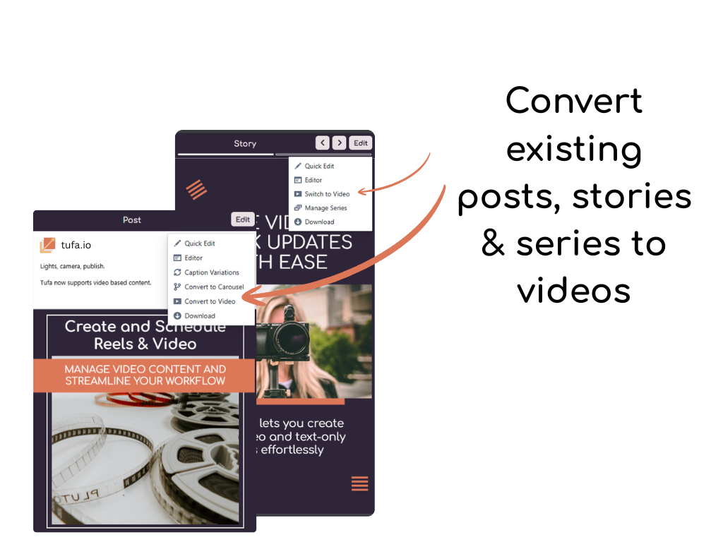convert post or story into video