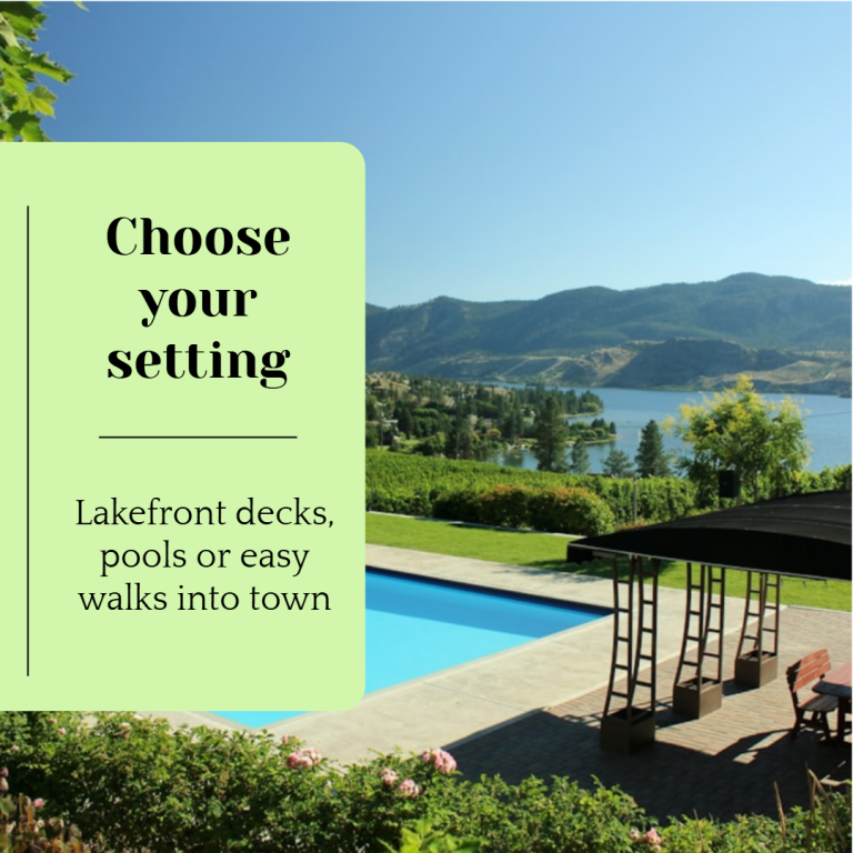 social media carousel slide to promote lakeside rentals